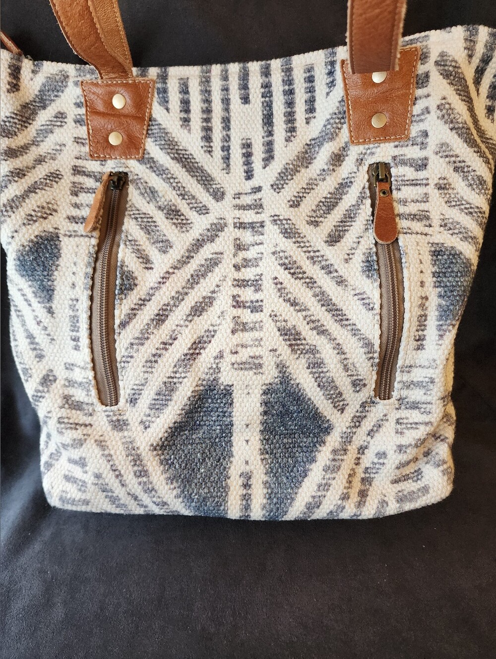 Myra Bag "Mind Blowing" Woven Canvas & Leather Concealed Carry Tote Bag - Picture 2 of 8